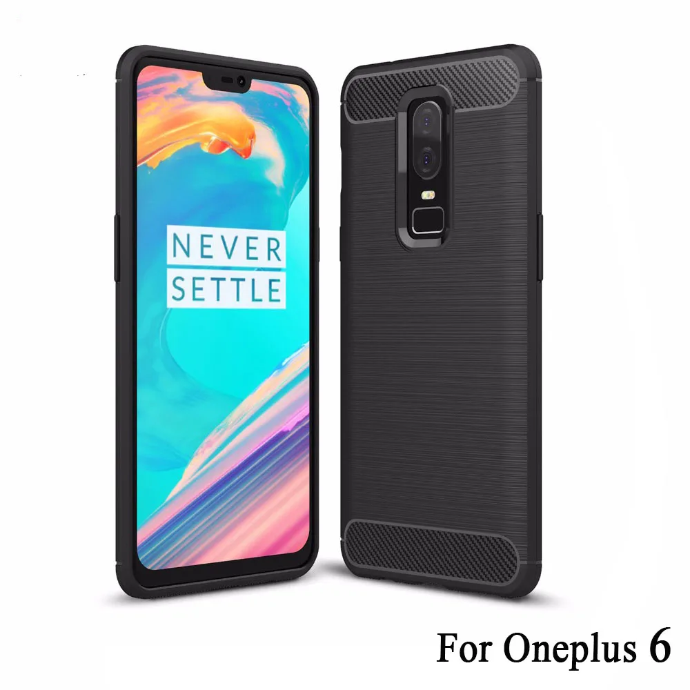 OnePlus 6 Case Cover Luxury Soft Silicone+Carbon Fiber Hybrid Full