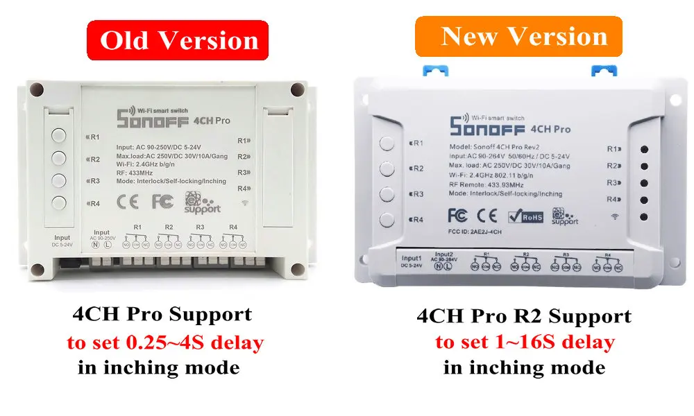 Sonoff 4CH Pro& Pro R2 умный Wifi переключатель домашний 433 МГц RF Wifi светильник 4 комплекта 3 режима работы инчинг Блокировка с Alexa