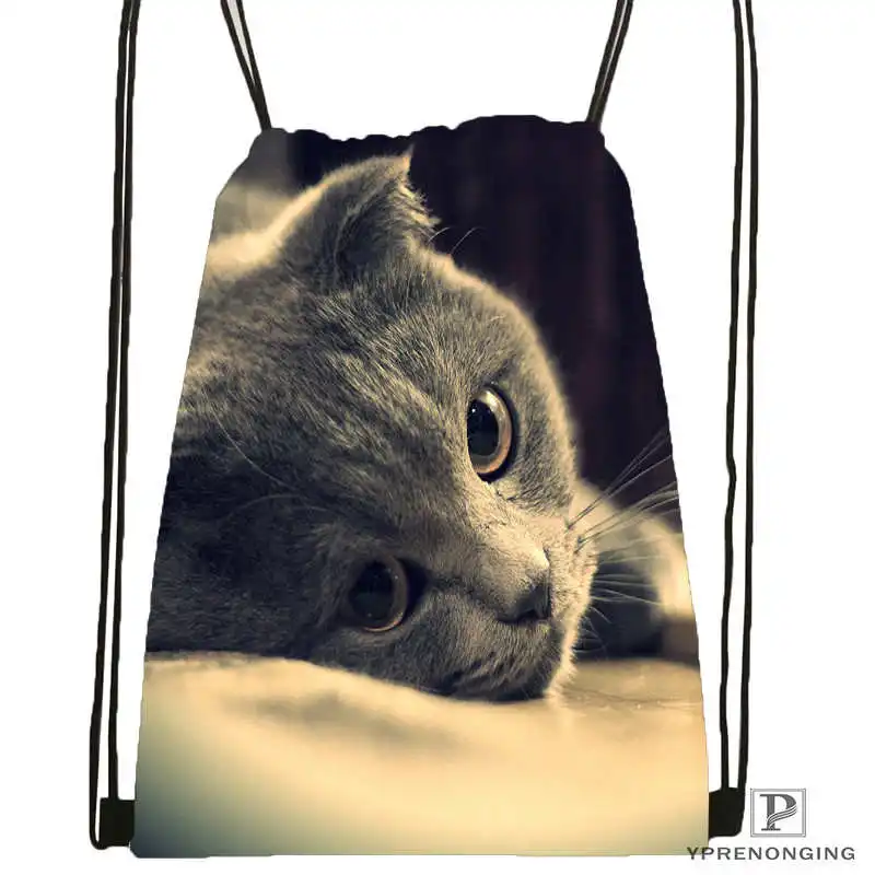 Custom LCat Briton Gray Eyes British#7 походная сумка на шнурке Cute Daypack Kids Satchel(черная спинка) 31x40 cm#180531-02-50 - Цвет: Drawstring Backpack