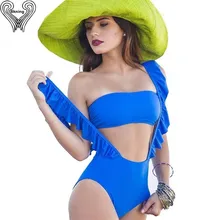 Купальный костюм из 2 предметов, Цельный купальник, Купальники пуш-ап, винтажный синий купальник-монокини, майокини