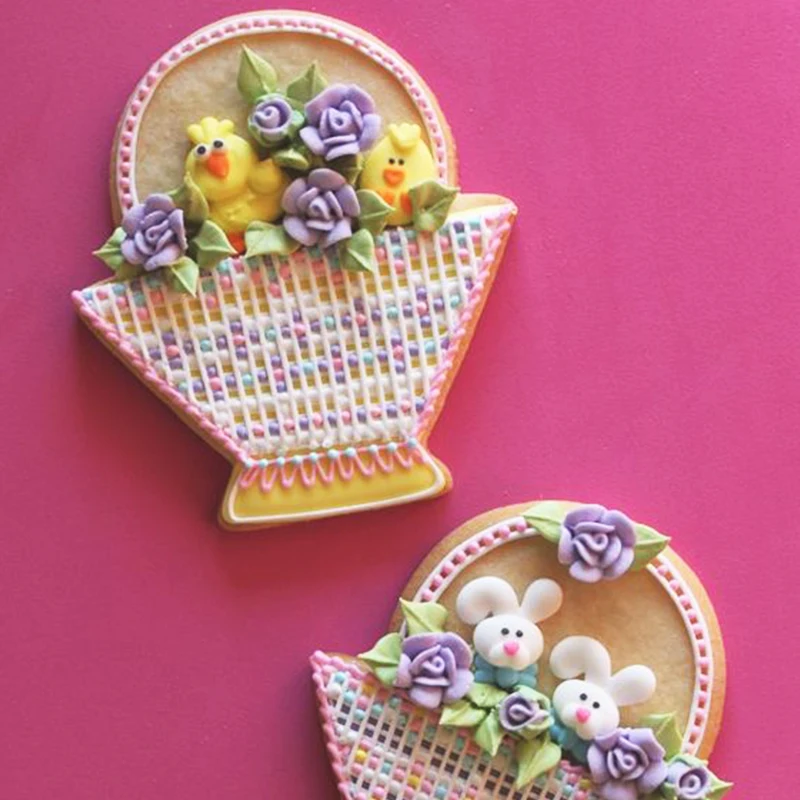 Flower Basket Cookie Cutter for New Year Party Biscuit Fondant Pastry Bread Mold Stainless Steel KENIAO 7.5 x 7.3 CM