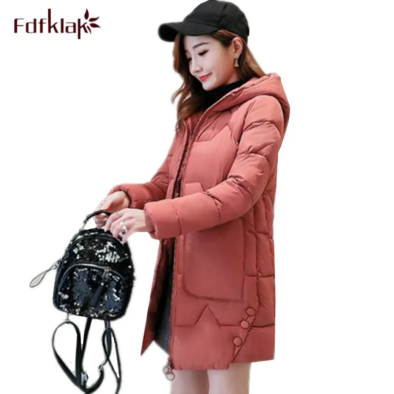 Fdfklak M 3XL plus size winter coat women hooded long jacket female