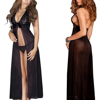 

Women's Sexy Lace Dress Long Robe Lingerie Kimono Robes Sheer See Through Swimsuit Cover Up DJ057