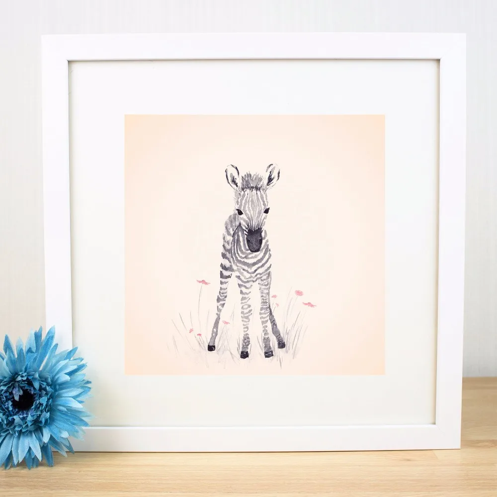 Sketsa Zebra Dan Penguin Canvas Art Print Lukisan Poster Dinding