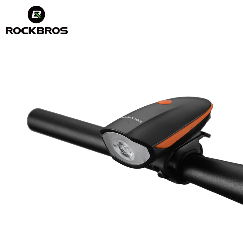 ROCKBROS Велоспортный 2 в 1 рога велосипедный свет 120 dB электрический звонок фары Водонепроницаемый 250 LM MTB велосипедная Лампа переднего велосипедные аксессуары - Цвет: 7588 orange