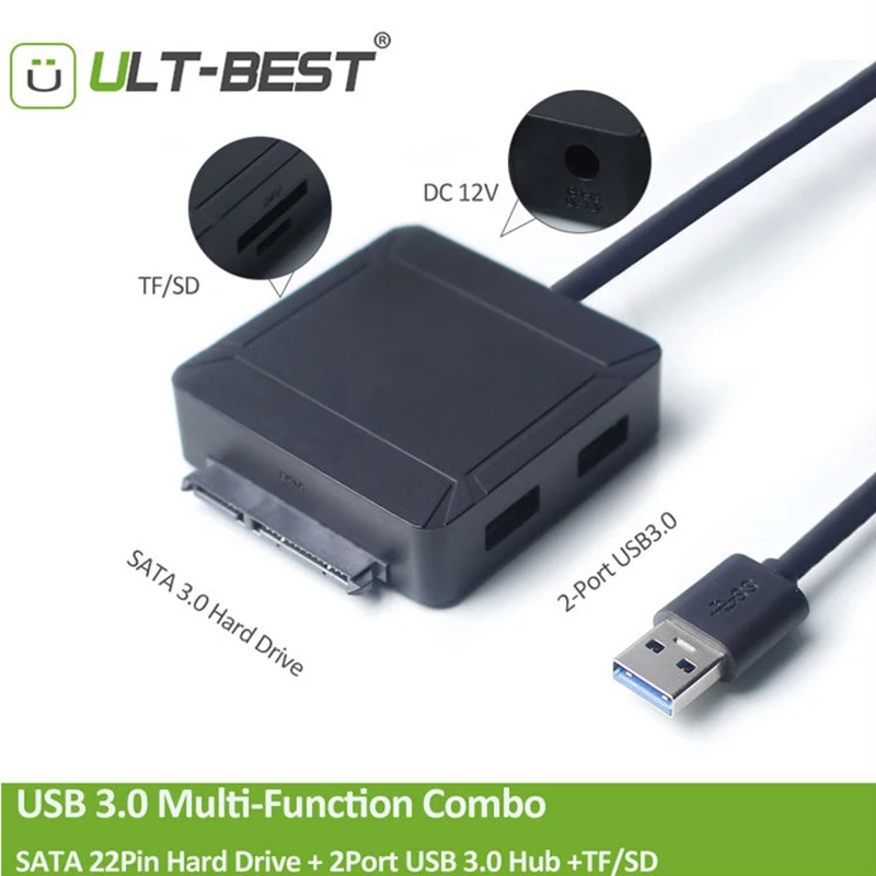 

ULT-Best SATA to USB Cable Adapter With UASP USB 3.0 to Sata Converter for Samsung WD 2.5 3.5 HDD SSD Hard Disk USB Sata Adapter