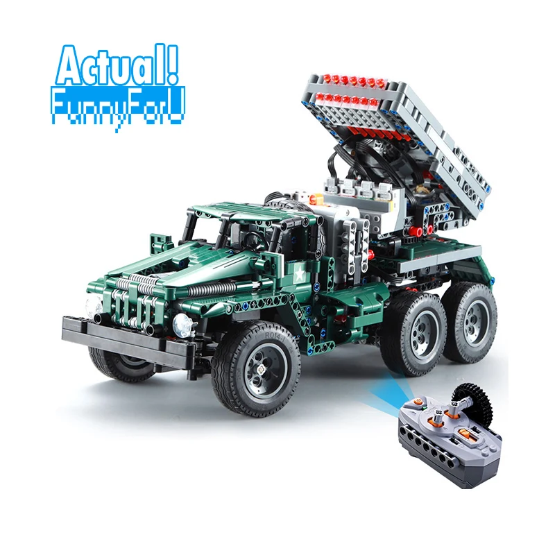 

Remote Control Rocket Launcher Truck 2in1 Military 1369pcs with Motor 1:20 Scale Model Building Blocks Bricks INGly War Toys