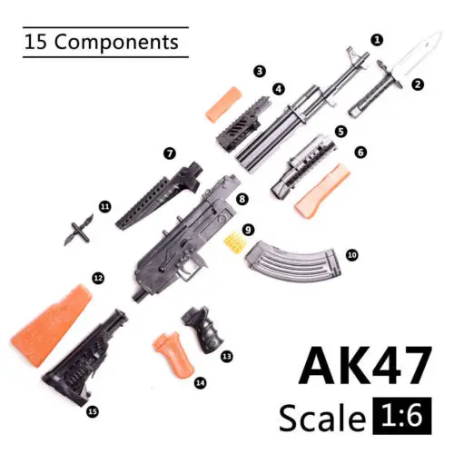 1/6 Scale AK47 Toy Gun Model Puzzles Building Bricks Gun Soldier Weapon