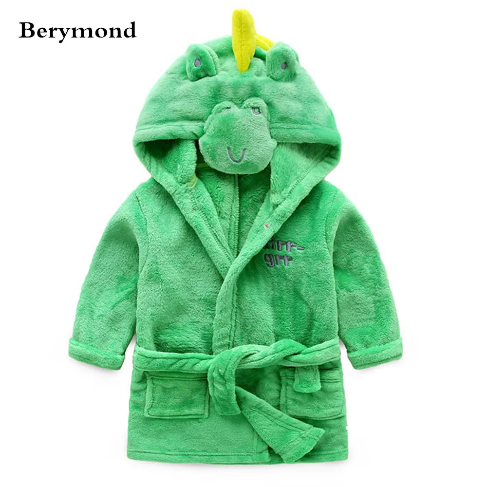 Berymond/ детский Халат фланелевый Халат в форме животных для мальчиков и девочек домашняя пижама одежды для малышей Детская одежда для сна и халаты - Цвет: Green Frog