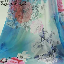 Fflacell 50*150 см цветы Шифоновая набивная ткань для платья Яркая Ткань метр ткани моды