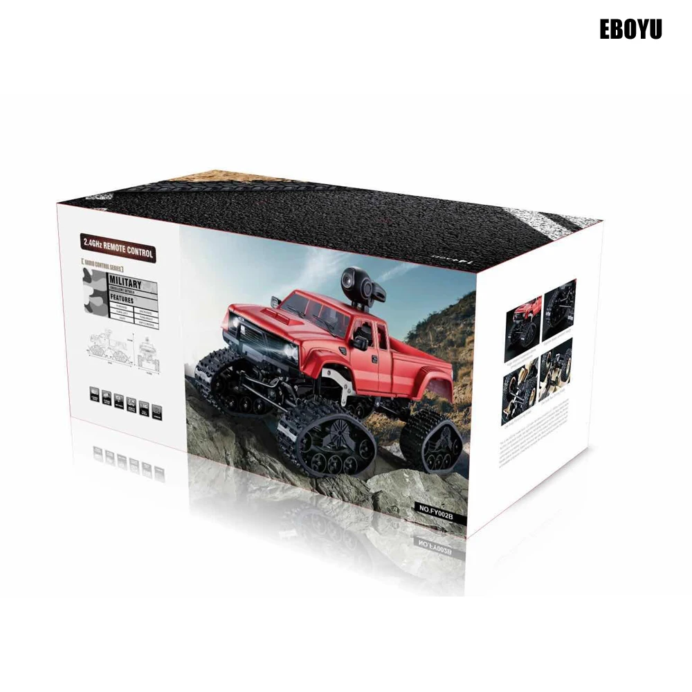 EBOYU FY002A+ WiFi 2,4 Ghz 1/16 4WD снег шины грузовик внедорожник RC грузовик с передний светильник WiFi FPV 0.3MP камера военный грузовик RTR