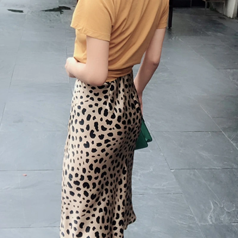 Лето kawaii boho bodycon Леопардовый принт высокая талия юбки женские миди леопардовая юбка панк уличная корейский стиль