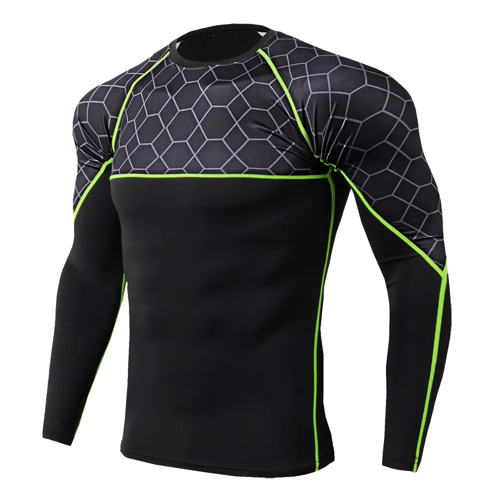 Мужская рубашка для бега, с длинным рукавом, для фитнеса, компрессионная, для бега, Спортивная футболка, для спортзала, спортивная рубашка, мужская верхняя одежда