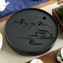 Bandeja de té de Metal de cerámica, juego de té Kung Fu para almacenamiento de agua, mesa de sala, herramientas de Ceremonia de taza de té chino negro/blanco