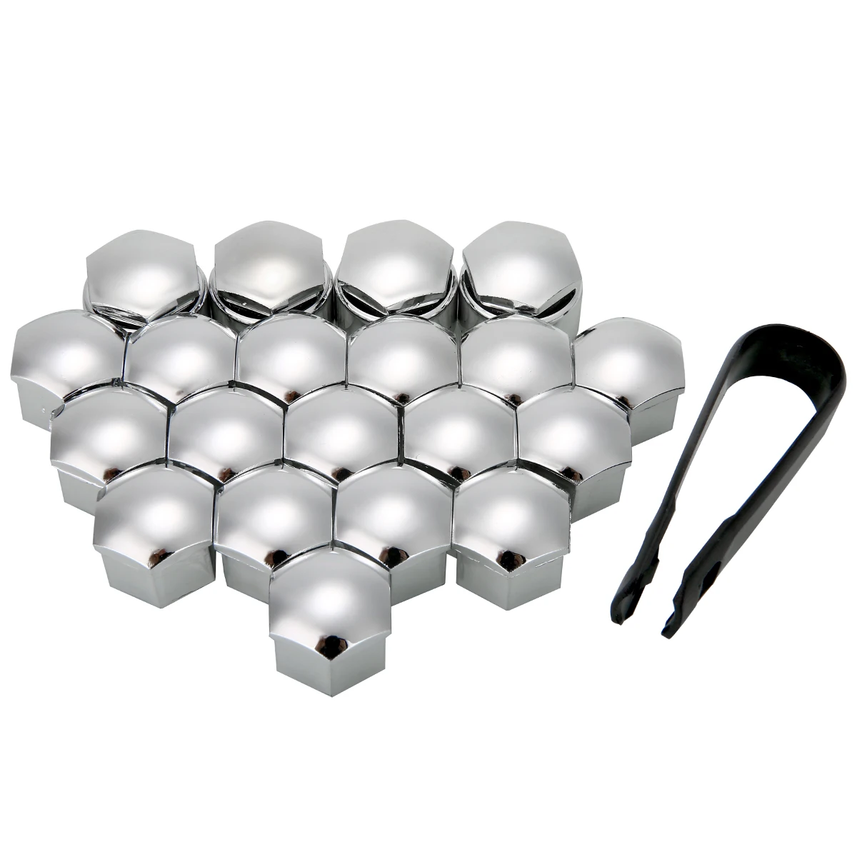 

New Arrival 20pcs/set Silver 17mm Wheel Nut Bolt Cover Cap+Removal Tool For Ford Peugeot Citroen
