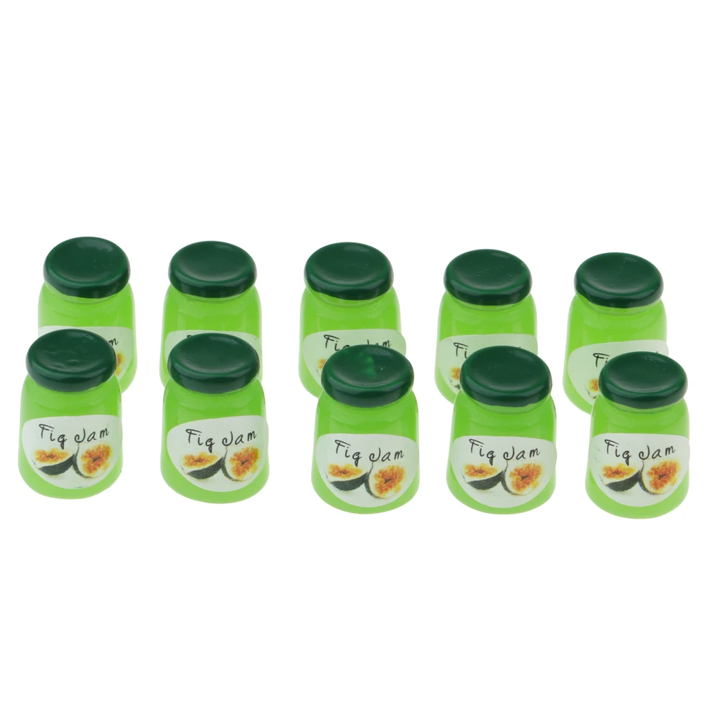 Handcrafts Miniature Food Groceries Model Soft Drink Juice Fig Jam Bottles For 1/12 Dolls House Dining Room Accessories 10 pcs