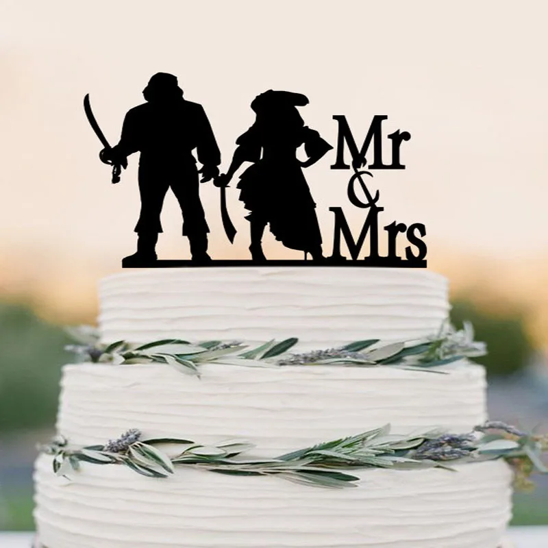 

Pirates wedding cake topper Mr and Mrs wedding cake topper,