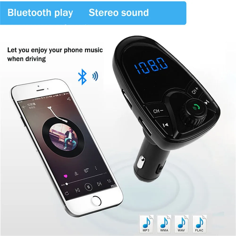 

Vicky FM Transmitter Aux Modulator Bluetooth Handsfree Car Kit Car Audio MP3 Player with 2.1A Quick Charge Dual USB Car Charger