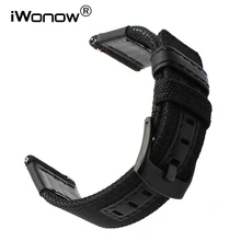 Холщовый нейлон+ натуральная кожа ремешок для часов 20 мм 22 мм 24 мм универсальный ремешок для часов быстросъемный ремешок стальная застежка ремень браслет на запястье