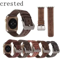 Хохлатая натуральная кожа часы ремешок для apple watch iwatch серии 3/2/1 42 мм/38 мм Замена браслет запястье ремешок для часов