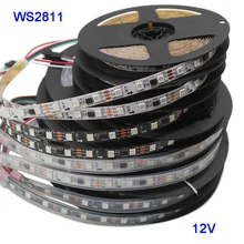 DC12V 1m/3m/5m 30/48/60 leds/m 5050 SMD RGB WS2811 inteligentny piksel taśmy Led adresowalne WS2811IC czarny/biały PCB