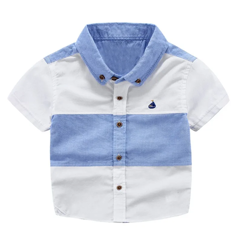 

Summer Baby Boys Shirts Short Sleeve Kids Shirts for Boys Patchwork Shirt Kids Blouse Tops Children Clothing