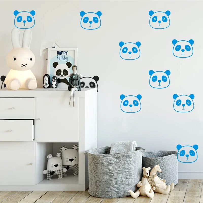 Panda настенные украшения для детской милой панды наклейки для лица Детская Наклейка на стену в комнату виниловые настенные наклейки для детской стены стикеры s 10X8,5 см 12 шт