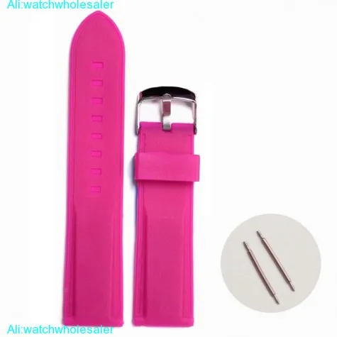24mm Top Magenta Color Silicone Jelly Rubber Ladies Watch Band Strap WB1054G24JB