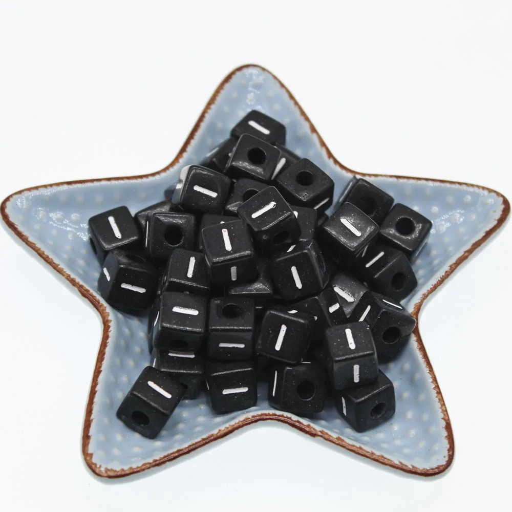 CHONGAI 100 шт кубические акриловые бусины с буквами один Алфавит A-Z черный квадратный браслет бусины для изготовления ювелирных изделий 10*10 мм - Цвет: I