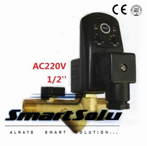 

Free shipping High Quality 1/2''Compressor Auto Condensate Drain Digital Timer Valve Solenoid AC220V ,16Bar Pressure