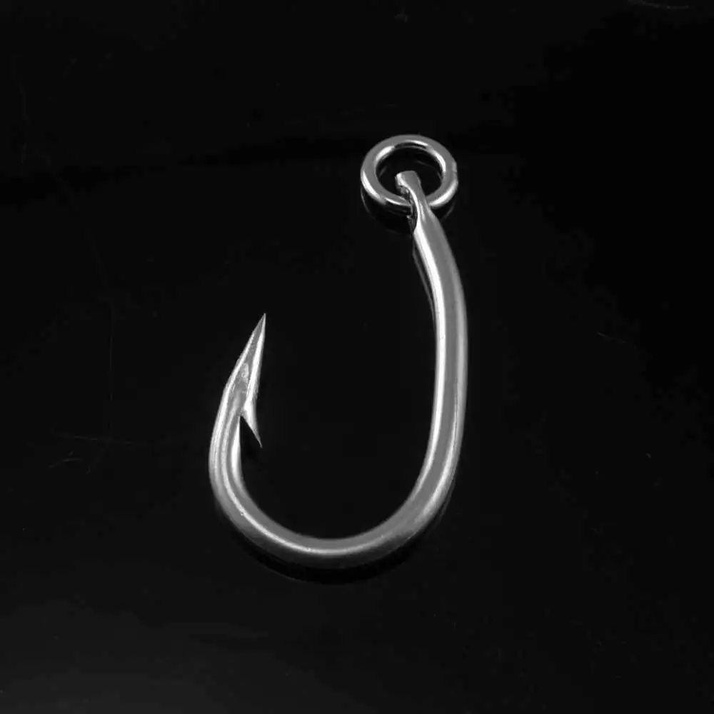 5PCS Thick Wire Ringed Stainless Steel Tuna Hook Trolling Rig Fishing