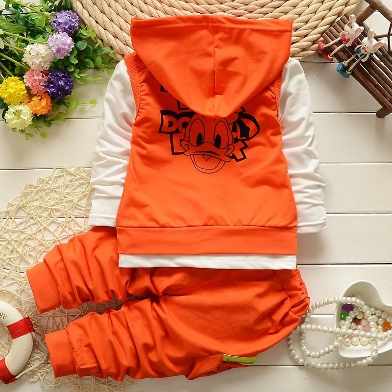2018 Children Spring Autumn Fashion Cartoon Kids Casual Vest Coat Jacket T-shirt Pants 3 Pcs Sport Style Boys Clothing Sets