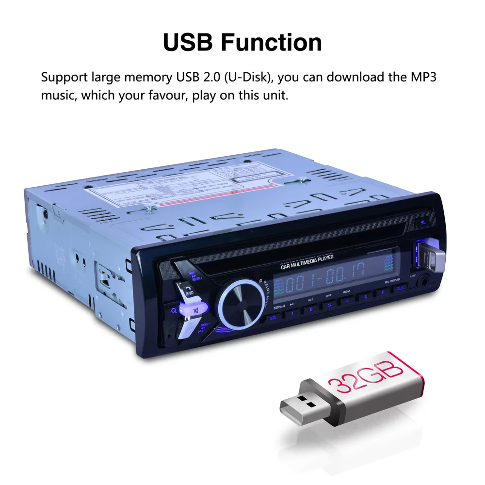 DVD FM USB AUX адаптер беспроводной приемник Bluetooth TFCard Морской Радио Bluetooth Hands-free пульт дистанционного управления EQ звуковой эффект