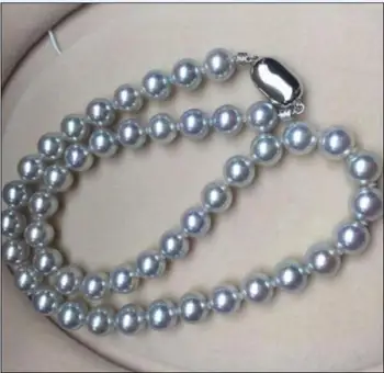 

CHARMING AAA 11-12 mm SOUTH SILVER GREY pearl necklace 18inch