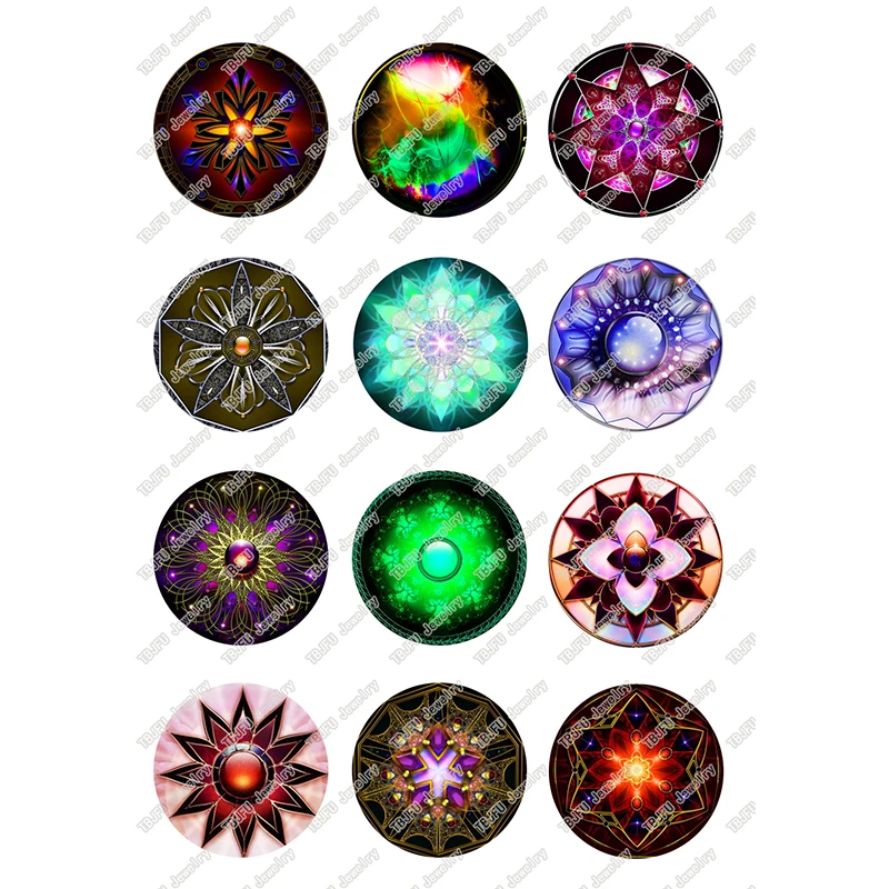 24pcs/lot Round Gem Pattern Glass Cabochon 10mm To 25mm for DIY Earrings Rings Jewelry Making Findings &amp Components T121 | Украшения и