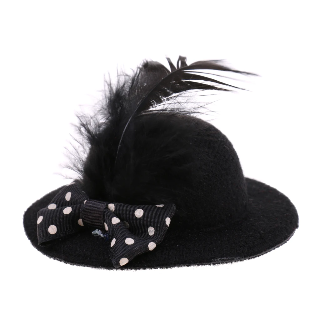  6Pcs Elegant Classic Lady Doll Cap New Round Bowler Hat with Bow Decoration for 28-30cm   Doll Clothes Accessory