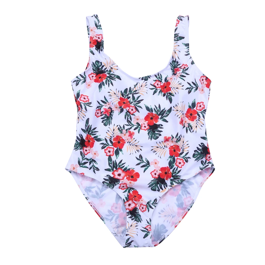 New Floral One Piece Family Swimsuit Women Girls Mother Daughter Print