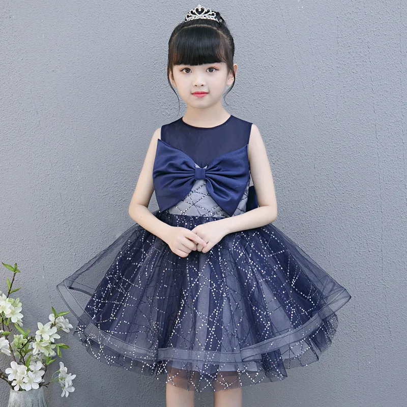 

2018 Summer Elegant Children's teenagers wedding birthday party dress Girls piano clothing kids ball gowns bow costume dress