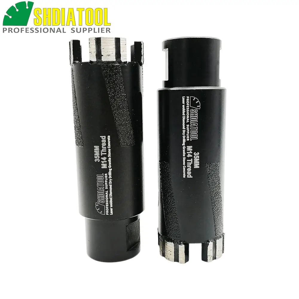 SHDIATOOL 2pcs M14 Dia 35mm Laser Welded Diamond Dry Drilling Core Bits With Side Protection Granite Marble Drill Bits Hole Saw