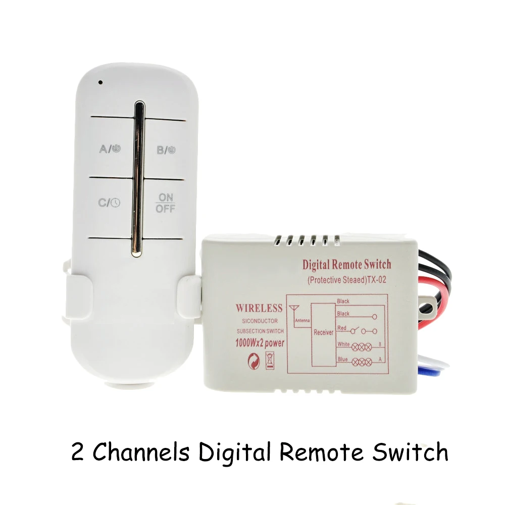 

LED Wireless 2 Channels 220V Lamp Remote Control Switch Transmitter