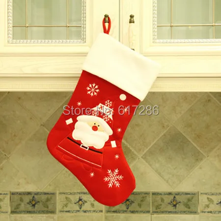

New Christmas Stocking 5Pcs/lot 18" Red Fleece Santa Claus Stocking Christmas Decoration Gift for Children