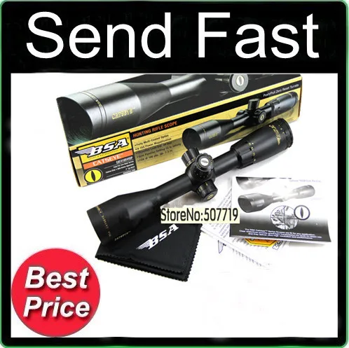 Cheap Free shipping 100% Original Professional Powerful BSA CATSEYE 4-16X44SP seismic sight Rifle Scope with Free Mounts 20mm or 11mm