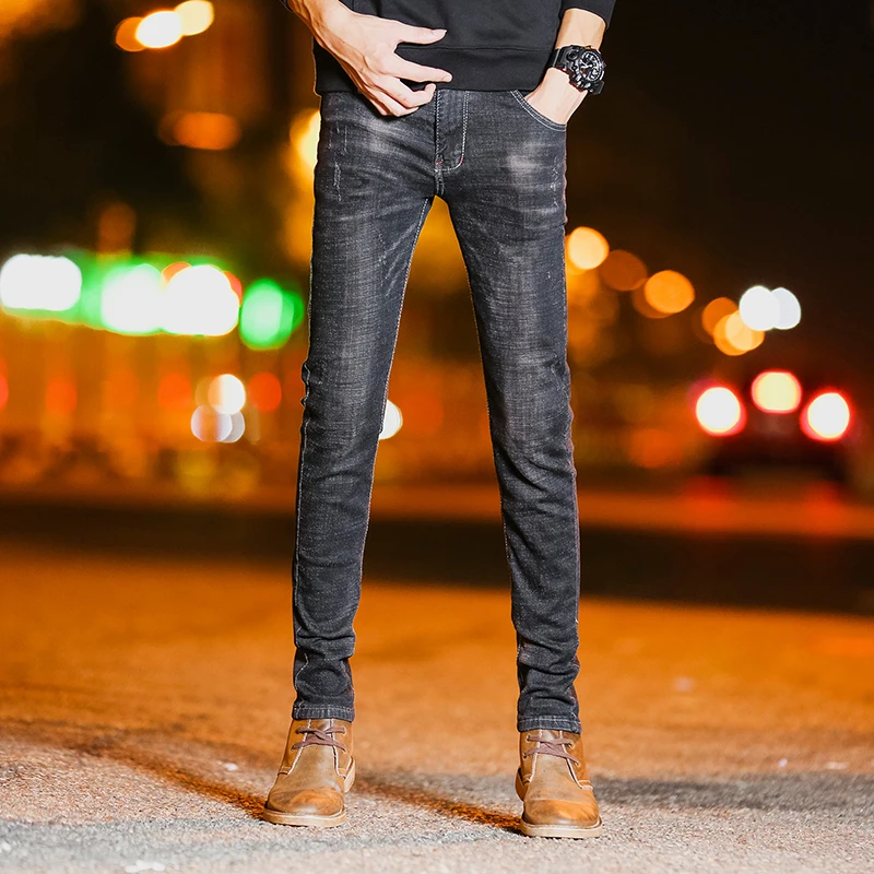 Men's Jeans High Stretch Fashion Black Denim Brand Men Slim Fit Jeans Size 27 28 29 30 31 32 33 34 36 Pants Jean