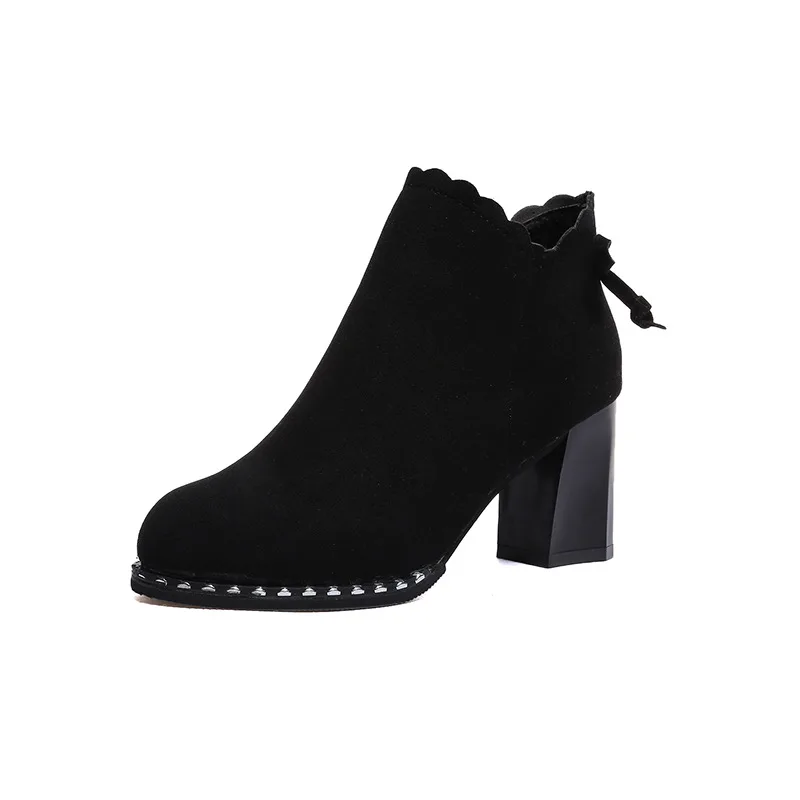 vintage Autumn Ankle Boots Fashion High Heel Shoes Women Chunky Heels Back Zipper Female Plus Size Short Boot For Laides Botas | Обувь