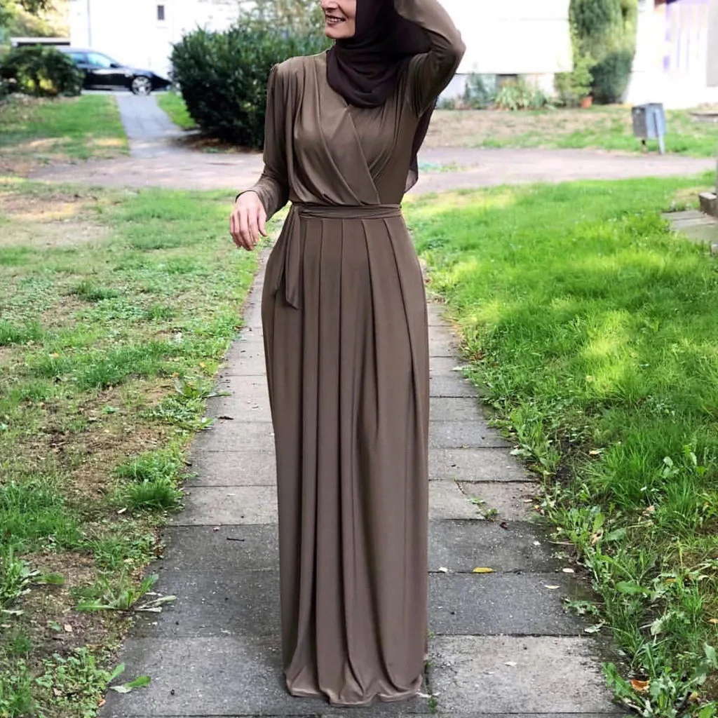 Женское платье мусульманское индийское Плиссированное женское Бурка Jilab abaya для