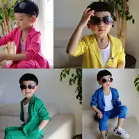 2 ชิ้น (เสื้อ + กางเกง) single Breasted สีชมพูสีเขียวและสีเหลือง Masculino ชุด 2017 แบรนด์แฟชั่นชุดสูทแฟชั่นชุด