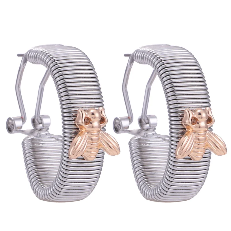 Sehuoran Bee Wedding Oorbellen Zinc Alloy Round Stud Earrings For Women Statements Earrings Fashion JEwelry Wholesale (4)
