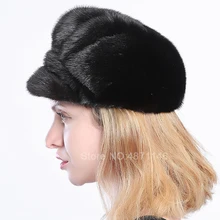 Осень-зима Для женщин Для мужчин леди настоящая норка головные уборы для мужчин и женщин Женский козырек теплые из натуральной норки кепки-бейсболки
