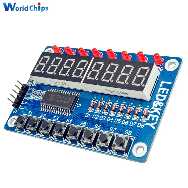 Светодиодный дисплей TM1638 8 битный цифровой модуль трубки для Arduino AVR 7 сегментный