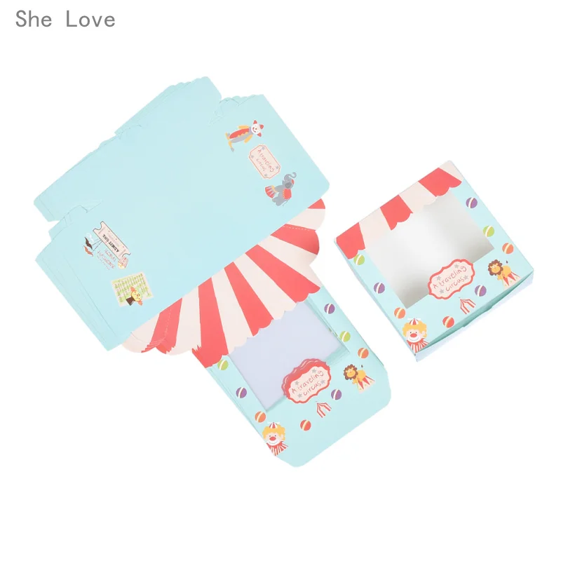 

She Love 6pcs Multicolor Cartoon Circus Cake Box Birthday Party Supplies Candy Boxes